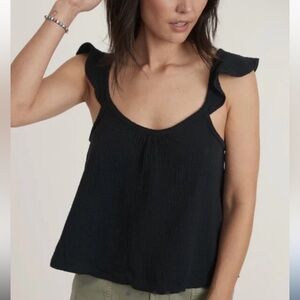 Marine Layer Black Jude Flutter Sleeve Tank Top